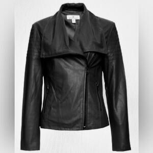 BB DAKOTA COLLECTIVE By STEVE MADDEN Black Leather Moto Biker Jacket Medium